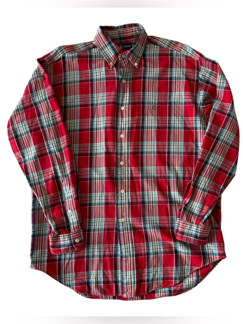 Mens Ralph Lauren Blake Button Up Shirt Medium Preppy Academia Holiday Red Plaid